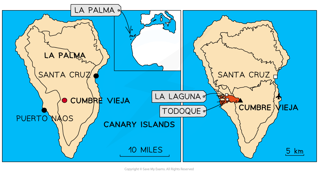 Cumbre Vieja Volcano location