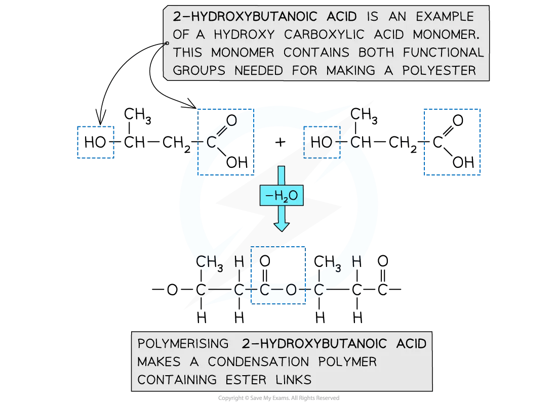 Formation of polysters from two hydroxycarboxylic acid monomers