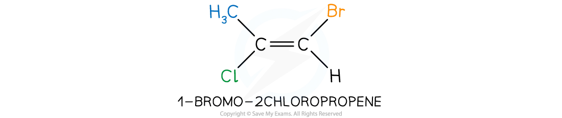 Full structural formula of 1 bromo 2 chloropropene