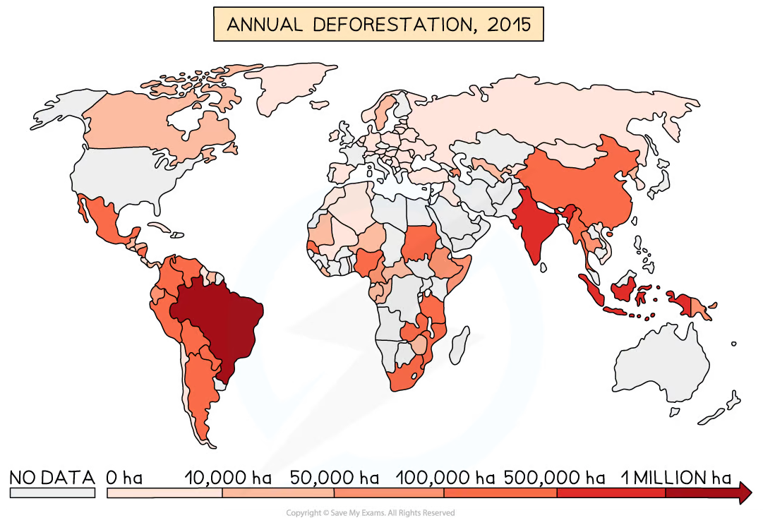 Global deforestation map 2015