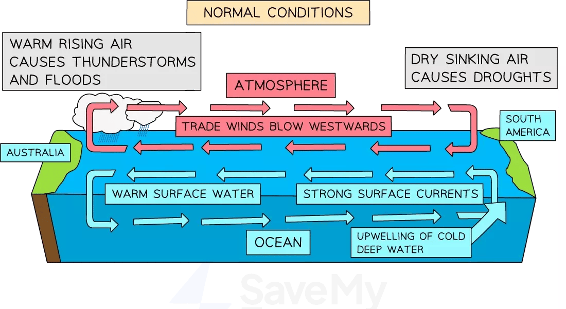 Diagram of image showing normal conditions for IB Geography